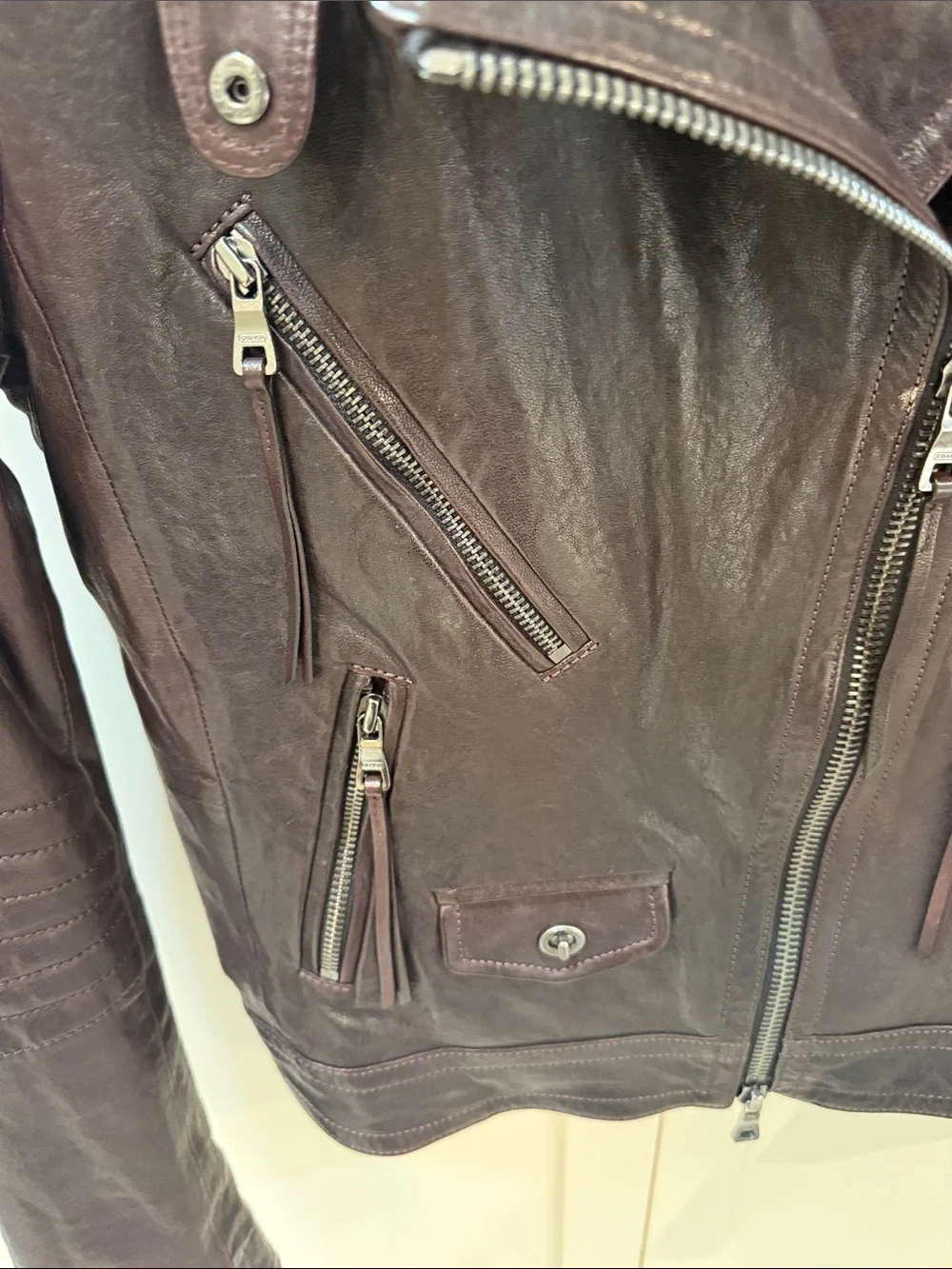 Coach Women’s Oxblood Leather Biker Jacket